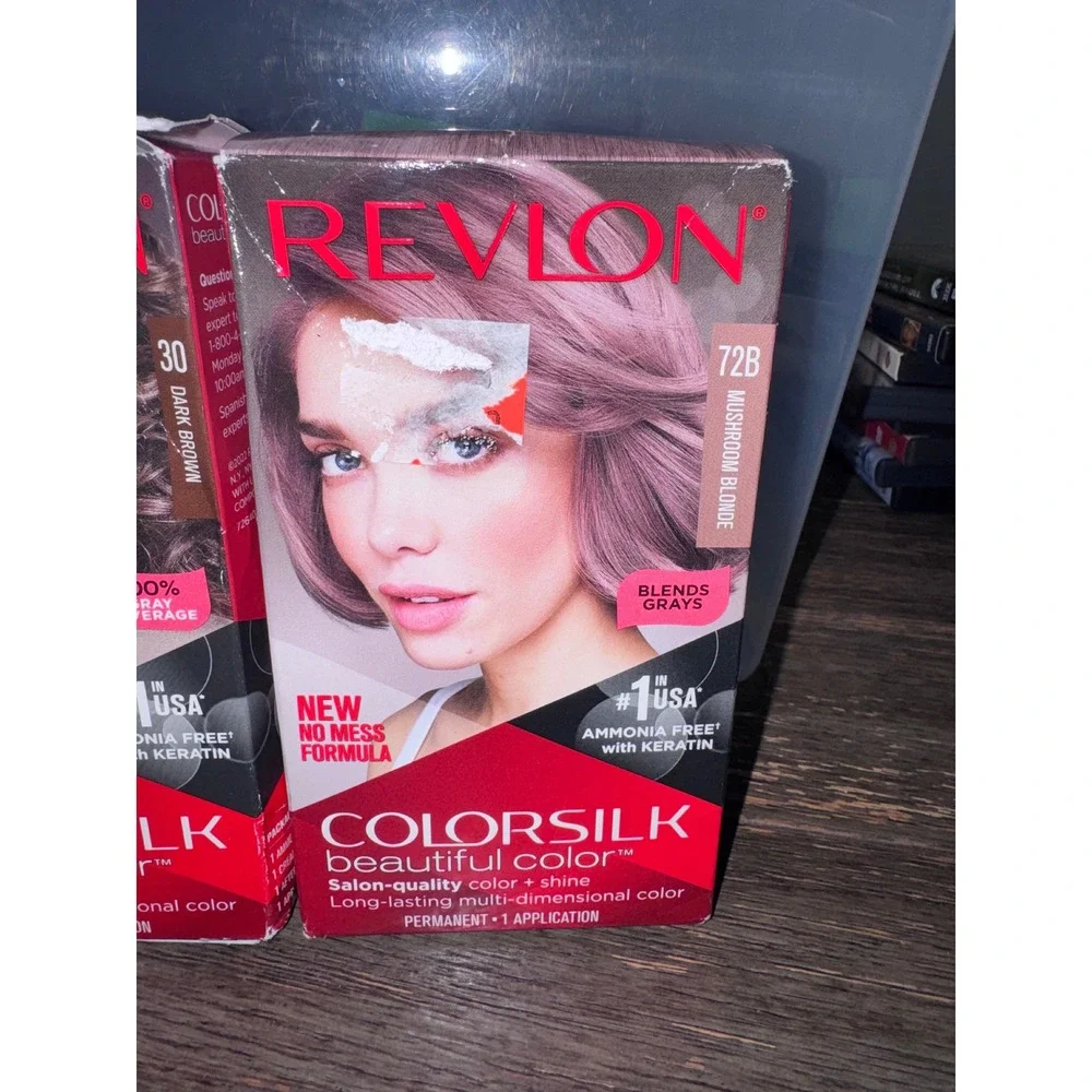 Revlon ColorSilk Hair Color Lotof3 72B Mushroom Blonde & 30 Dark Brown Permanent
